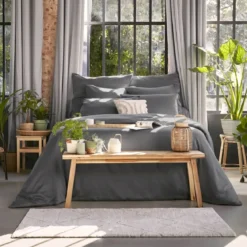 Lenzuolo con angoli in lyocell Tencel™ (90 x 190 cm) Olivia Granito Grigio