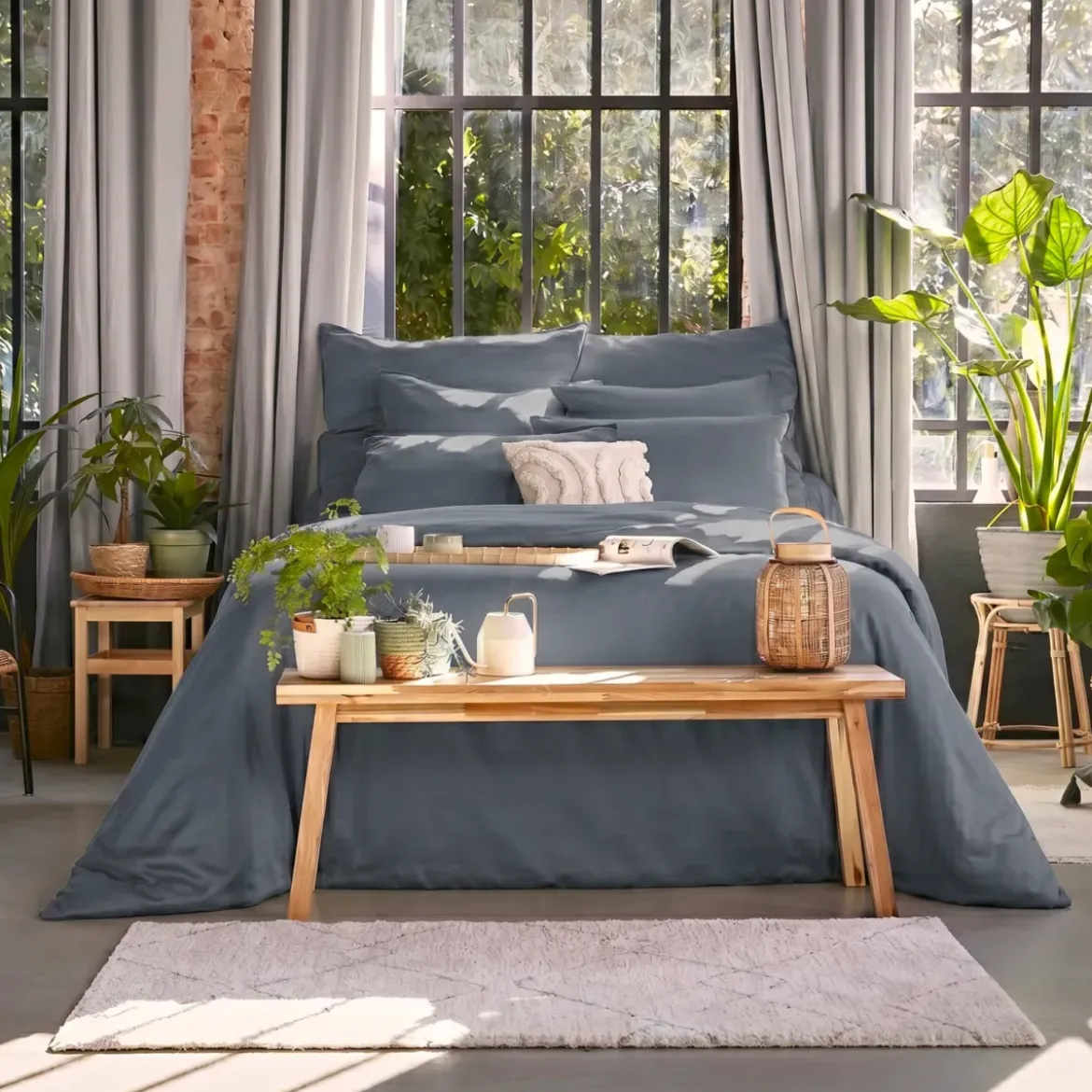Lenzuolo con angoli in lyocell Tencel™ (180 x 200 cm) Olivia Blu Stone