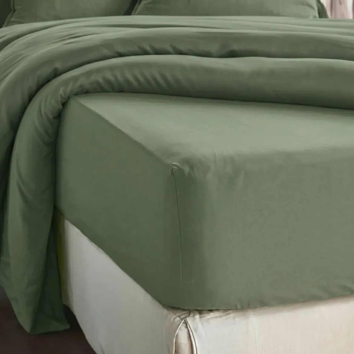 Lenzuolo con angoli in lyocell Tencel™ (180 x 200 cm) Olivia Verde rosmarino