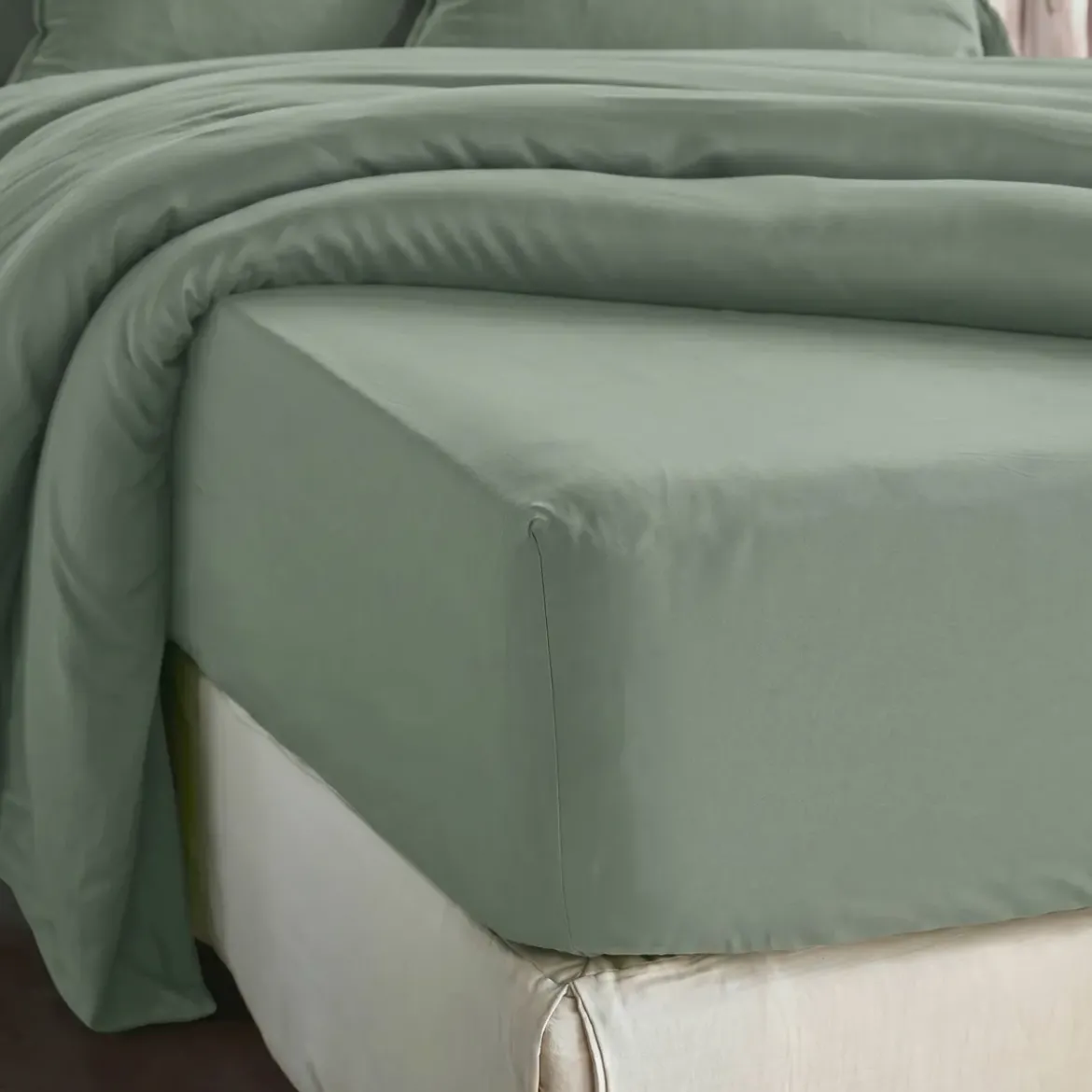 Lenzuolo con angoli in lyocell Tencel™ (160 x 200 cm) Olivia Verde eucalipto