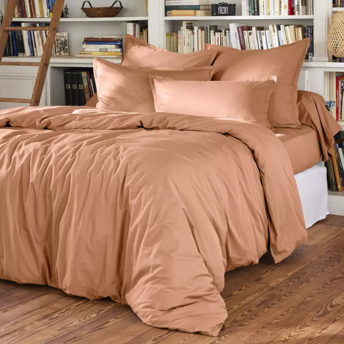 Lenzuolo con angoli in percalle di cotone (90 x 190 cm) Cali Rosa pesca