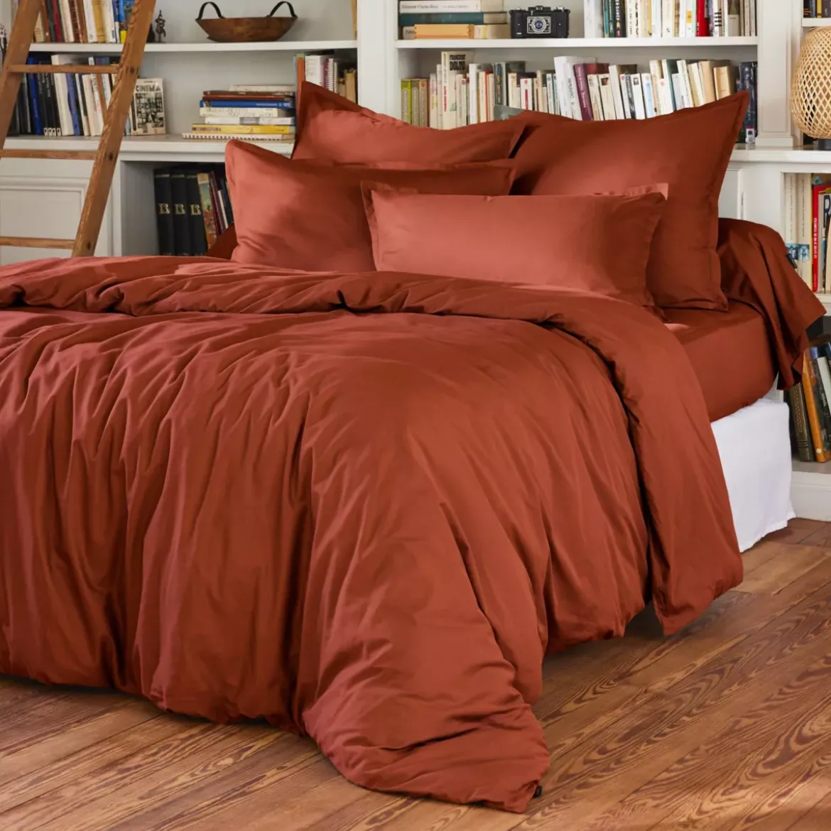 Lenzuolo con angoli percalle di cotone (160 cm) Cali Terracotta