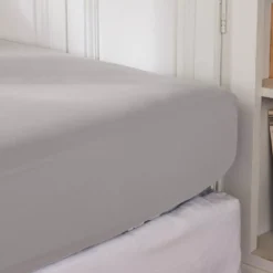 Lenzuolo con angoli percalle di cotone (180 cm) Cali Grigio chiaro