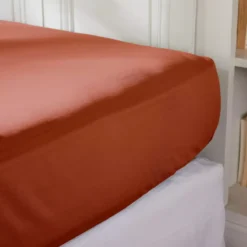 Lenzuolo con angoli percalle di cotone (90 cm) Cali Terracotta