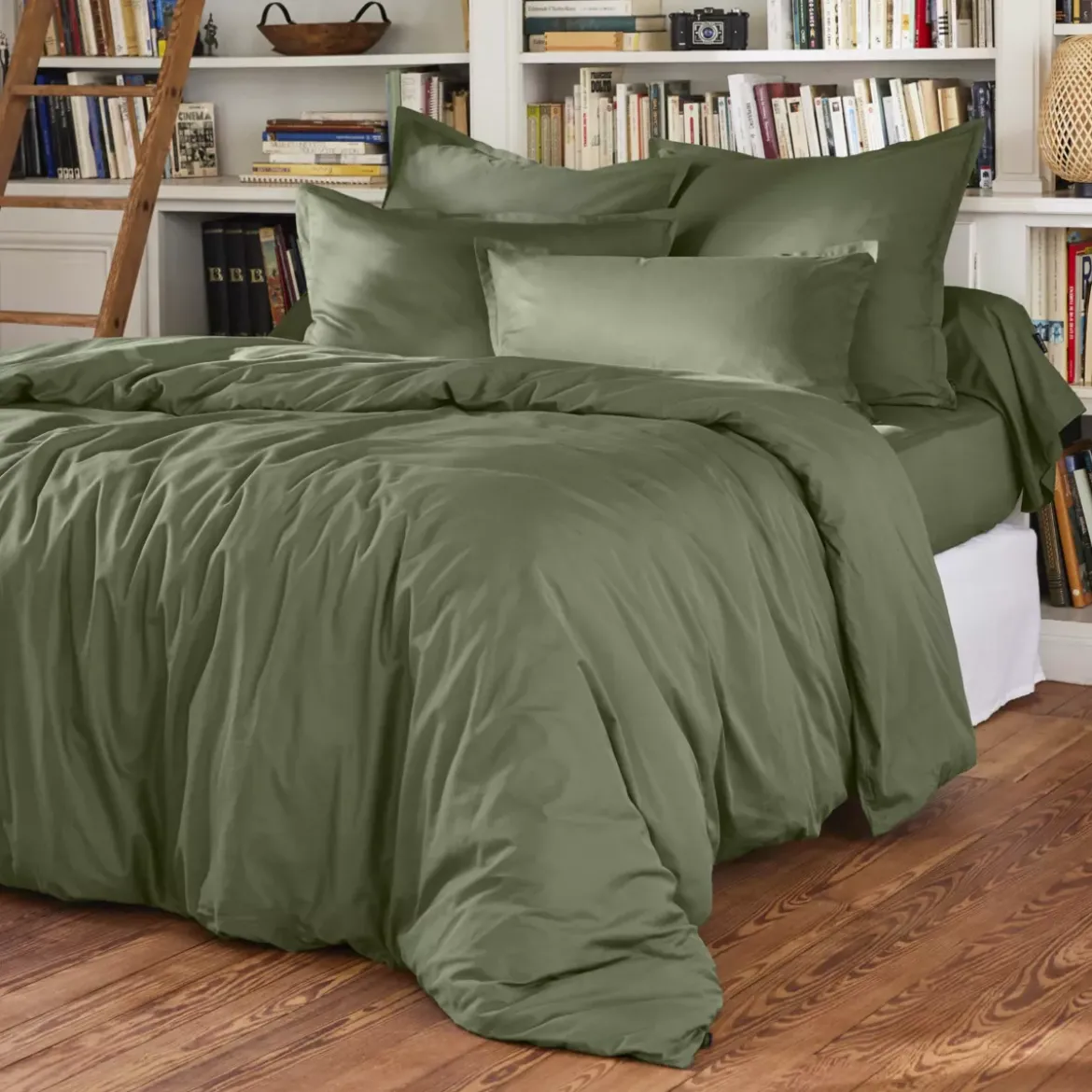 Lenzuolo con angoli percalle di cotone (140 cm) Cali Verde rosmarino