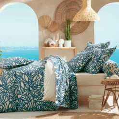 Lenzuolo sopra cotone lavato (240 x 310 cm) Serena Blu