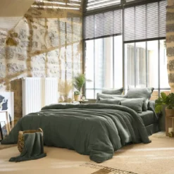 Lenzuolo sopra garza di cotone (240 x 300 cm) Gaïa Verde rosmarino