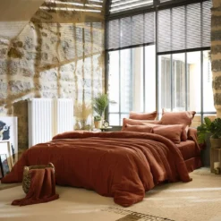 Lenzuolo sopra garza di cotone (240 x 300 cm) Gaïa Terracotta