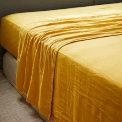 Lenzuolo sopra garza di cotone (240 x 300 cm) Gaïa Giallo zafferano