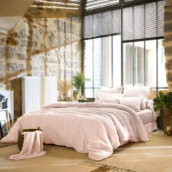 Lenzuolo sopra garza di cotone (240 x 300 cm) Gaïa Rosa cipria