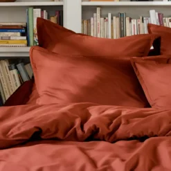 Lenzuolo sopra percalle di cotone (180 x 290 cm) Cali Terracotta