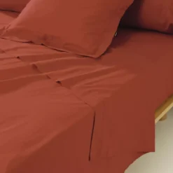 Lenzuolo sopra percalle di cotone (180 x 290 cm) Cali Terracotta