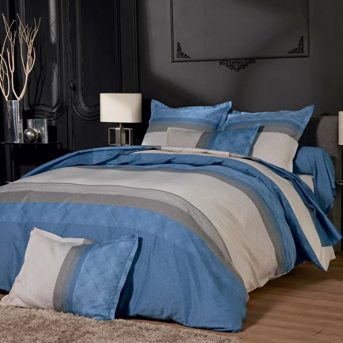 Lenzuolo sopra raso di cotone (240 x 310 cm) Tiago Blu