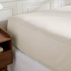 Lenzuolo sotto con angoli in percalle di cotone (140 x 200 cm) Diane Beige