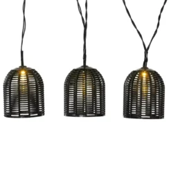 Luminaria solare in resina intrecciata Garden chic Nero 10 LED (2,70 m)