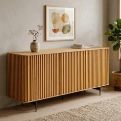 Madia 3 ante in rovere massiccio e metallo (159 x 76 cm) Rytm Naturale