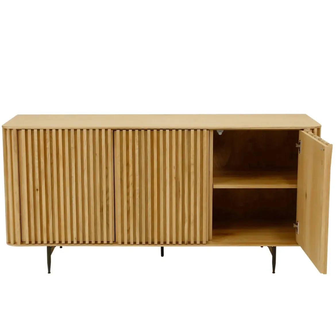 Madia 3 ante in rovere massiccio e metallo (159 x 76 cm) Rytm Naturale