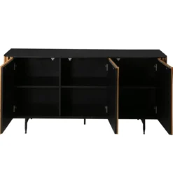 Madia 3 ante in rovere massiccio e metallo (159 x 76 cm) Rytm Nero