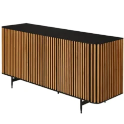 Madia 3 ante in rovere massiccio e metallo (159 x 76 cm) Rytm Nero