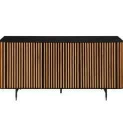 Madia 3 ante in rovere massiccio e metallo (159 x 76 cm) Rytm Nero