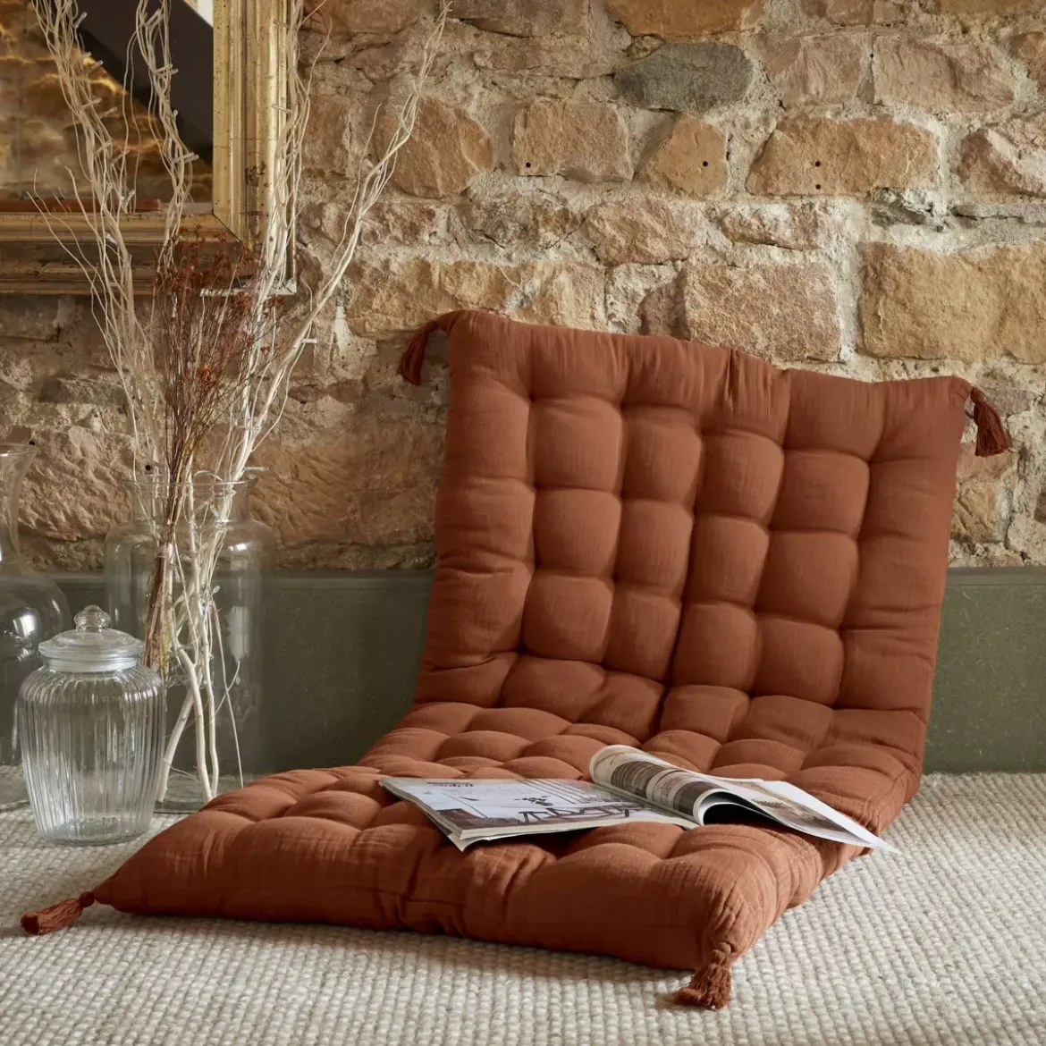 Materassino da pavimento in garza di cotone (60 x 120 cm) Gaia Terracotta
