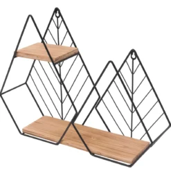 Mensola da parete in legno e metallo (48 x Alt 36 cm) Urban Loft Nero