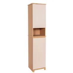 Mobile colonna bagno con cesto per biancheria integrato in legno (173 x 38 cm) Rivoli Naturale