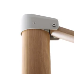 Ombrellone decentrato quadrato in alluminio con base (3 x 3 m) Elyra effetto legno e Bianco