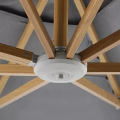 Ombrellone decentrato rettangolare in alluminio con base (3 x 4 m) Elyra effetto legno e Antracite