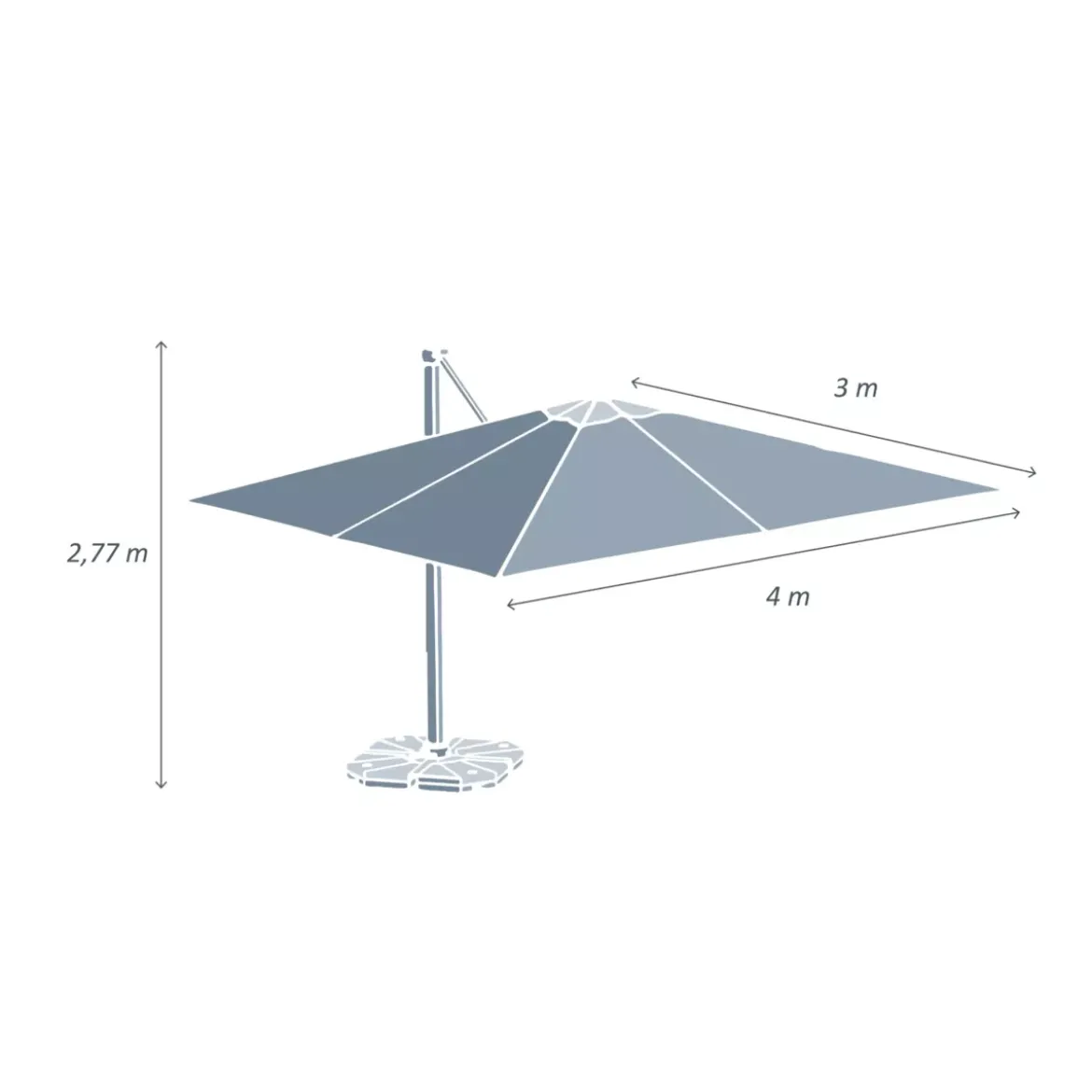 Ombrellone rettangolare alluminio (4 x 3 m) Yucatan effetto Legno e grigio antracite