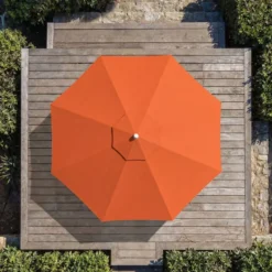 Ombrellone rotondo in alluminio (D3,3 m) Elyra Bianco e Terracotta