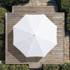 Ombrellone rotondo in alluminio (D3,3 m) Elyra effetto legno e Bianco