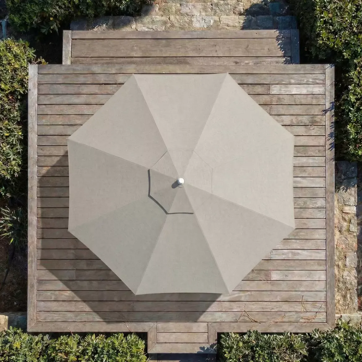 Ombrellone rotondo in alluminio (D3,3 m) Elyra Metallizzato brillante e Grigio