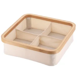 Organizzatore quadrato pieghevole 4 scomparti (L30 x H10 cm) Purebamboo Panna