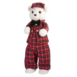 Orso di Natale (H52 cm) Teddy a quadri tartan Rosso