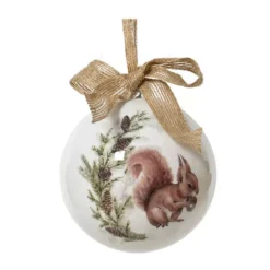 Pallina di Natale (D100 mm) Scoiattolo selvaggio e fiocco Naturale