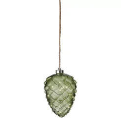 Pigna luminosa in vetro a pile 15 LED (H21 cm) Vintage Tè verde/bianco caldo