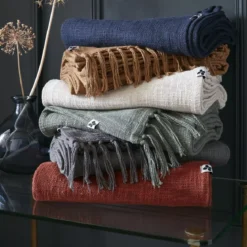 Plaid cotone (180 x 220 cm) Sixtine Grigio ardesia