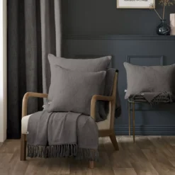 Plaid cotone (180 x 220 cm) Sixtine Grigio ardesia
