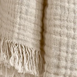 Plaid garza di cotone (220 cm) Gaïa Beige pampa