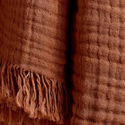 Plaid garza di cotone (220 cm) Gaïa Terracotta