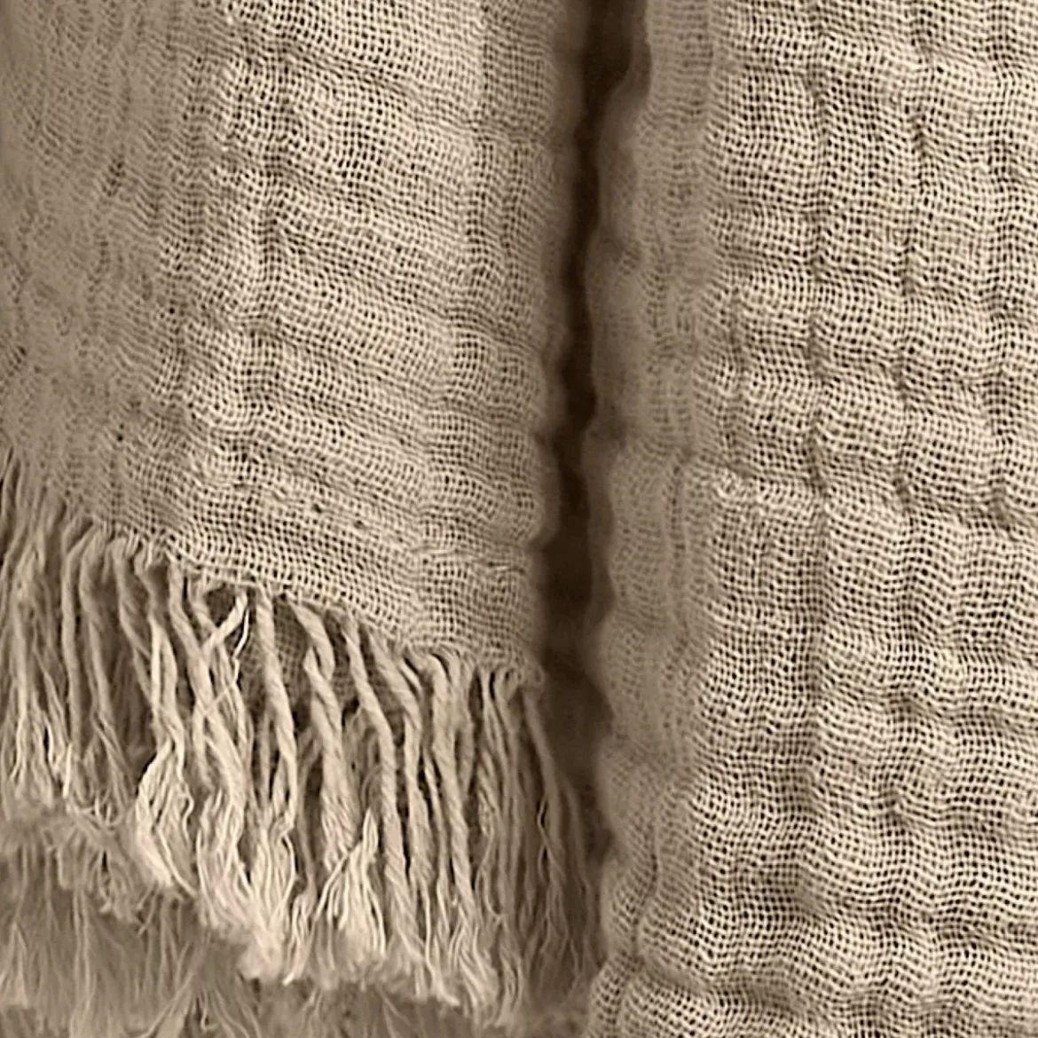 Plaid garza di cotone (180 x 220 cm) Gaïa Beige pampa