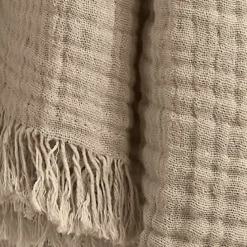 Plaid garza di cotone (130 x 160 cm) Gaïa Beige pampa