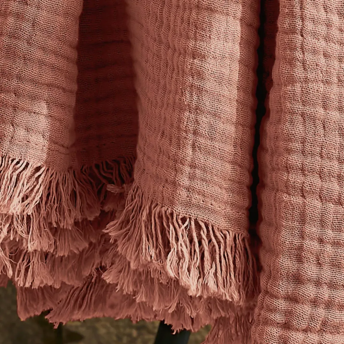 Plaid garza di cotone (180 x 220 cm) Gaïa Rosa pesca