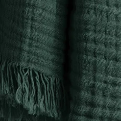 Plaid in garza di cotone (180 x 220 cm) Gaïa Verde abete