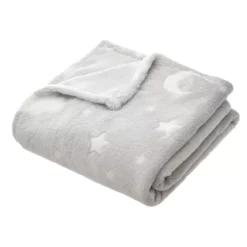 Plaid in pile (150 cm) fosforescente Voie lactée Grigio chiaro