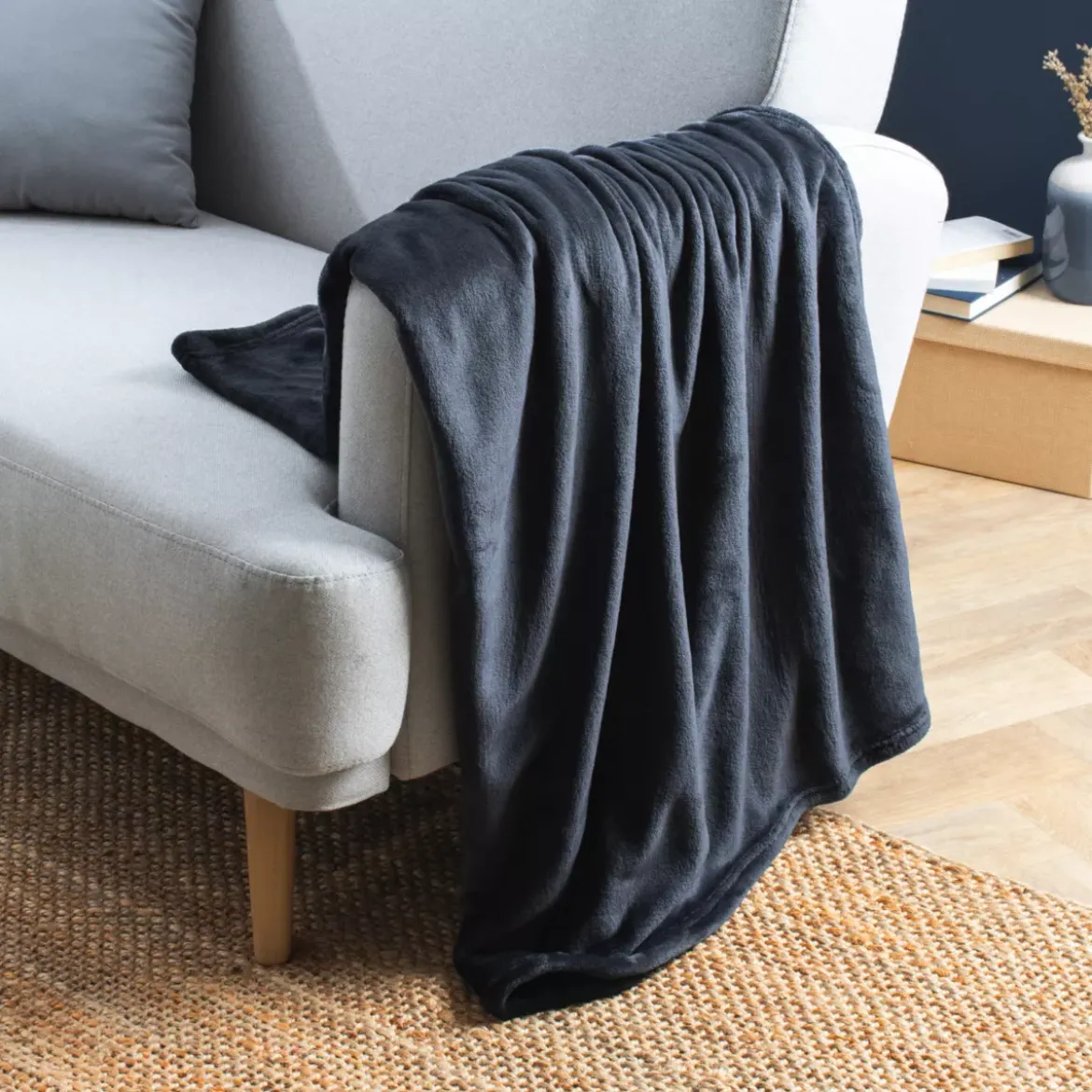 Plaid morbido in flanella (130 x 180 cm) Didou Grigio antracite