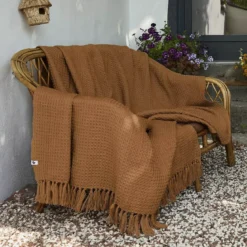 Plaid per divani in materiale riciclato (220 cm) Gabin Camel