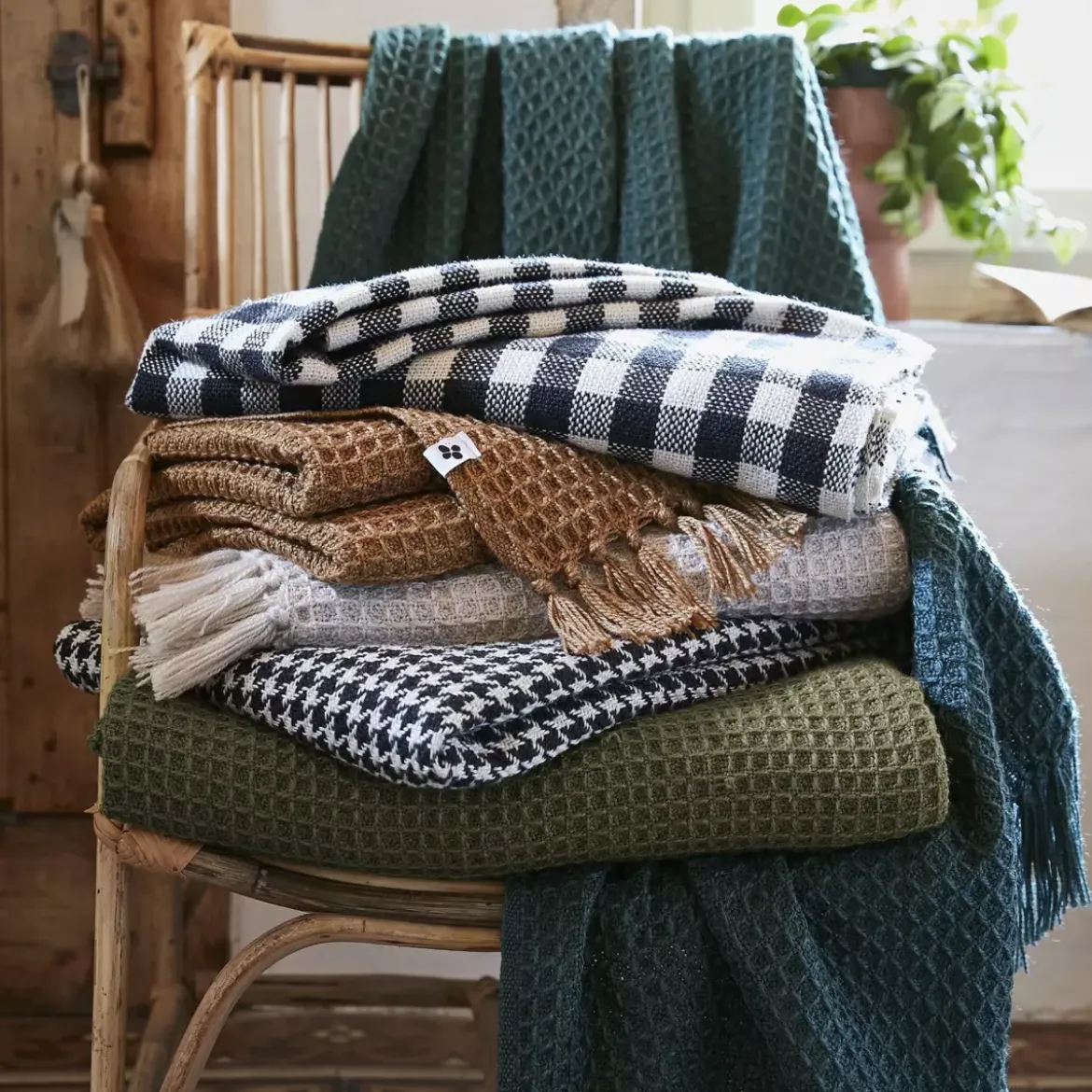 Plaid per divani in materiale riciclato (220 cm) Gabin Verde timo