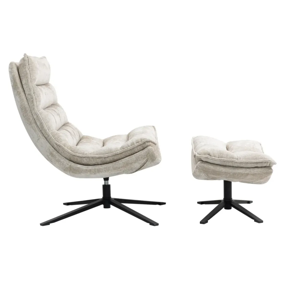 Poggiapiedi in tessuto testurizzato (H45,5 cm) Oblo Beige